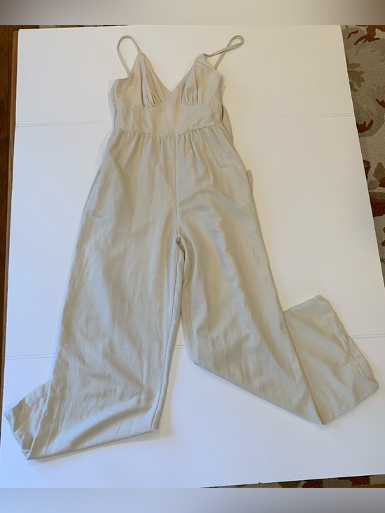 Japna Pants - Japna Women’s Medium Natural Beige Spaghetti Strap Sleeveless Pants Jumpsuit